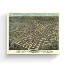 Load image into Gallery viewer, Digitally Restored and Enhanced 1871 Atlanta Georgia Map Canvas - Canvas Wrap Vintage Atlanta Poster - History Map of Atlanta Georgia - Old City of Atlanta Wall Art - Bird's Eye View Map of Atlanta GA