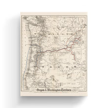 Load image into Gallery viewer, Digitally Restored and Enhanced 1880 Oregon and Washington Map Canvas - Canvas Wrap Vintage Oregon Map - Historic Oregon Wall Art - Old Map of Oregon State - Oregon & Washington State Map Territory
