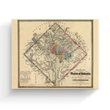 Cargar imagen en el visor de la galería, Digitally Restored and Enhanced 1862 Washington DC Map - Canvas Wrap Vintage Washington DC Map - District of Columbia & Environs Map Showing Fortifications Wall Art Poster