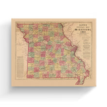 Load image into Gallery viewer, Digitally Restored and Enhanced 1861 Missouri Map Canvas Art - Canvas Wrap Vintage Missouri Map Poster - Historic MO Map - Old Missouri Wall Art - Missouri State Map - Official Wall Map of Missouri