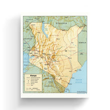 Load image into Gallery viewer, Digitally Restored and Enhanced 1988 Kenya Map Canvas Art - Canvas Wrap Vintage Map of Kenya Wall Art - Historic Kenya Poster - Old Kenya Wall Map - Restored Map of the Country of Kenya