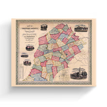 Load image into Gallery viewer, Digitally Restored and Enhanced 1856 Chester County Map Canvas - Canvas Wrap Vintage Pennsylvania Map Poster - Old Chester County PA Map - Restored Map of Pennsylvania Poster - Chester County Wall Art
