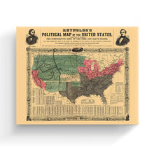 Load image into Gallery viewer, Digitally Restored and Enhanced 1856 United States Map Canvas Art - Canvas Wrap Vintage USA Map Poster Print - Old United States Wall Map - Historic Political Map of United States Wall Art