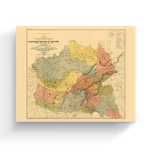 Cargar imagen en el visor de la galería, Digitally Restored and Enhanced 1884 Cherokee Nation Map Canvas - Canvas Wrap Vintage Oklahoma Map - Old Map of Indian Tribes - Cherokee Nation History Map - Historic Cherokee Nation Wall Art
