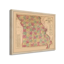Cargar imagen en el visor de la galería, Digitally Restored and Enhanced 1861 Missouri Map Poster - Framed Vintage Missouri Wall Map  - Old Missouri State Map - Historic MO Map - Restored Official Map of Missouri Wall Art