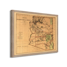 Cargar imagen en el visor de la galería, Digitally Restored and Enhanced 1876 Arizona Map Poster - Framed Vintage Arizona Wall Art - History Map of Arizona State Territory