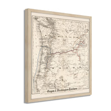 Cargar imagen en el visor de la galería, Digitally Restored and Enhanced 1880 Oregon and Washington Map -Framed Vintage Oregon Poster - Old Oregon Map Art - Restored Township Map Of Oregon State & Washington Territory