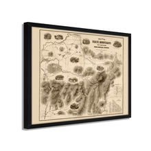 Cargar imagen en el visor de la galería, 1858 White Mountains Map - 21x25 Inch Light Walnut Framed Vintage New Hampshire Map - Old White Mountains Wall Art - Map of White Mountains New Hampshire From Original Surveys