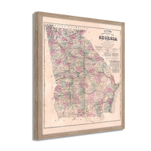 Cargar imagen en el visor de la galería, Digitally Restored and Enhanced 1864 Georgia Map - Framed Vintage Map of Georgia - Old Georgia State Wall Map - Restored Topographical Map of Georgia Wall Art Poster Print