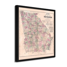 Cargar imagen en el visor de la galería, Digitally Restored and Enhanced 1864 Georgia Map - Framed Vintage Map of Georgia - Old Georgia State Wall Map - Restored Topographical Map of Georgia Wall Art Poster Print