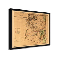 Cargar imagen en el visor de la galería, Digitally Restored and Enhanced 1876 Arizona Map Poster - Framed Vintage Arizona Wall Art - History Map of Arizona State Territory