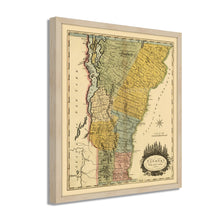 Cargar imagen en el visor de la galería, Digitally Restored and Enhanced 1814 Vermont Map Poster - Framed Vintage State of Vermont Wall Art - History Map of Vermont Poster - Restored Vermont State Map from Actual Survey