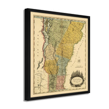 Cargar imagen en el visor de la galería, Digitally Restored and Enhanced 1814 Vermont Map Poster - Framed Vintage State of Vermont Wall Art - History Map of Vermont Poster - Restored Vermont State Map from Actual Survey