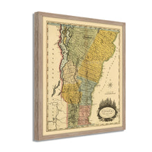 Cargar imagen en el visor de la galería, Digitally Restored and Enhanced 1814 Vermont Map Poster - Framed Vintage State of Vermont Wall Art - History Map of Vermont Poster - Restored Vermont State Map from Actual Survey