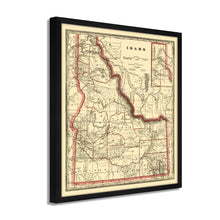 Load image into Gallery viewer, Digitally Restored and Enhanced 1896 Idaho Map Poster - Framed Vintage Idaho Wall Art - Old Idaho State Map - Historic Idaho Wall Map - Township & Railroad Map of Idaho Poster