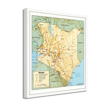 Load image into Gallery viewer, Digitally Restored and Enhanced 1988 Kenya Map Print - Framed Vintage Kenya Wall Art Map - Old Kenya Wall Map - Historic Kenya Wall Art - Restored Map of Kenya Poster