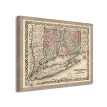 Load image into Gallery viewer, Digitally Restored and Enhanced 1859 Connecticut Map Art - Framed Vintage Wall Map of Connecticut Poster - Old Connecticut Wall Art - Restored Connecticut State Map Print