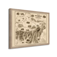 Cargar imagen en el visor de la galería, 1858 White Mountains Map - 21x25 Inch Light Walnut Framed Vintage New Hampshire Map - Old White Mountains Wall Art - Map of White Mountains New Hampshire From Original Surveys