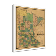 Cargar imagen en el visor de la galería, Digitally Restored and Enhanced 1874 Minnesota Map - Framed Vintage Minnesota Map - Old Minnesota State Map - Restored Township & Railroad Wall Map of Minnesota Wall Art Poster