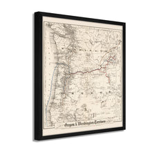 Cargar imagen en el visor de la galería, Digitally Restored and Enhanced 1880 Oregon and Washington Map -Framed Vintage Oregon Poster - Old Oregon Map Art - Restored Township Map Of Oregon State & Washington Territory