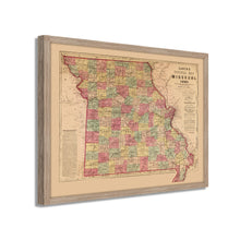 Cargar imagen en el visor de la galería, Digitally Restored and Enhanced 1861 Missouri Map Poster - Framed Vintage Missouri Wall Map  - Old Missouri State Map - Historic MO Map - Restored Official Map of Missouri Wall Art