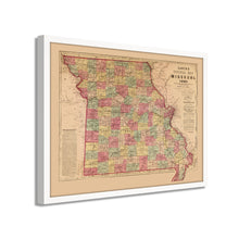 Cargar imagen en el visor de la galería, Digitally Restored and Enhanced 1861 Missouri Map Poster - Framed Vintage Missouri Wall Map  - Old Missouri State Map - Historic MO Map - Restored Official Map of Missouri Wall Art