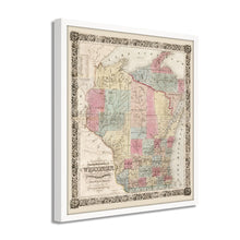 Load image into Gallery viewer, Digitally Restored and Enhanced 1851 Wisconsin State Map - Framed Vintage Wisconsin Map - Old Map of Wisconsin Wall Art - Restored Township Map of the State of Wisconsin Wall Map