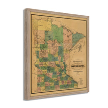 Cargar imagen en el visor de la galería, Digitally Restored and Enhanced 1874 Minnesota Map - Framed Vintage Minnesota Map - Old Minnesota State Map - Restored Township & Railroad Wall Map of Minnesota Wall Art Poster