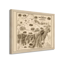 Cargar imagen en el visor de la galería, 1858 White Mountains Map - 21x25 Inch Light Walnut Framed Vintage New Hampshire Map - Old White Mountains Wall Art - Map of White Mountains New Hampshire From Original Surveys