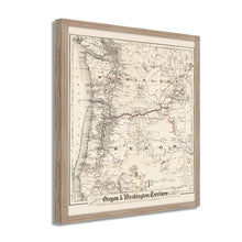 Cargar imagen en el visor de la galería, Digitally Restored and Enhanced 1880 Oregon and Washington Map -Framed Vintage Oregon Poster - Old Oregon Map Art - Restored Township Map Of Oregon State & Washington Territory