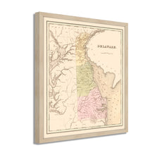 Cargar imagen en el visor de la galería, Digitally Restored and Enhanced 1838 Delaware State Map - Framed Vintage Delaware Wall Art - Old Dover Delaware Map - History Map of Delaware Poster Showing Minor Civil Division