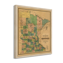 Cargar imagen en el visor de la galería, Digitally Restored and Enhanced 1874 Minnesota Map - Framed Vintage Minnesota Map - Old Minnesota State Map - Restored Township & Railroad Wall Map of Minnesota Wall Art Poster