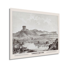 Load image into Gallery viewer, Digitally Restored and Enhanced 1875 Green River Wyoming Map Poster - Old Green River Wyoming Wall Art - History Map of Green River City WY Territory