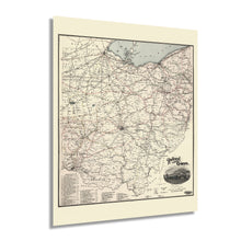 Cargar imagen en el visor de la galería, Digitally Restored and Enhanced 1898 Railroad Map of Ohio Poster - Map of Ohio Wall Art - Old Ohio Map Poster with List of Railroads Operating in Ohio