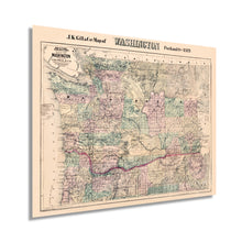 Load image into Gallery viewer, Digitally Restored and Enhanced 1889 Washington State Map -Vintage Map of Washington State Wall Art - Washington State Wall Decor - Township and County Map of Washington State Poster