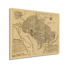 Cargar imagen en el visor de la galería, Digitally Restored and Enhanced 1792 Washington DC Map Print - Vintage Plan of the City of Washington Territory of Columbia - Old Washington DC Wall Art