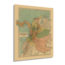 Load image into Gallery viewer, Digitally Restored and Enhanced 1911 Map of Colombia South America - Mapa de Colombia Poster - Old Republic of Colombia Wall Art - History Map Colombia