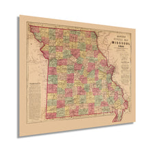 Load image into Gallery viewer, Digitally Restored and Enhanced 1861 State of Missouri Map - Vintage Map of Missouri Wall Art - Map of Missouri Poster - Civil War Map - Missouri Wall Decor - Missouri Vintage Map
