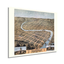 Load image into Gallery viewer, Digitally Restored and Enhanced 1871 Frankfort Kentucky Map Poster - Vintage Frankfort Kentucky Wall Art - Old Frankfort Kentucky Map - Bird's Eye View of Frankfort KY Looking South East