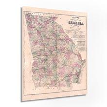 Load image into Gallery viewer, Digitally Restored and Enhanced 1864 Map of Georgia Poster - Vintage Map of Georgia Wall Art - Vintage Georgia Map Showing Counties, Railways, Stations, Villages, Mills - Georgia State Wall Map