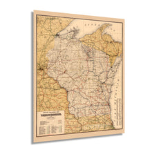Load image into Gallery viewer, Digitally Restored and Enhanced 1900 Wisconsin Map Poster - Vintage Wisconsin Map Wall Art - Old Wisconsin State Map - Historic Wisconsin Wall Map Poster - Railroad Map of Wisconsin