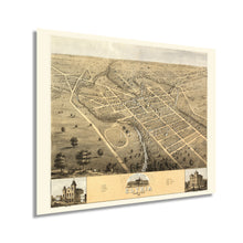 Load image into Gallery viewer, Digitally Restored and Enhanced 1868 Elyria Ohio Map Poster - Vintage Map of Elyria Wall Art - Old Bird's Eye View of Elyria Lorain County Ohio Wall Map