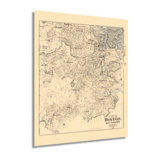 Load image into Gallery viewer, Digitally Restored and Enhanced 1907 Map of Boston Massachusetts - Boston City Wall Art - Old Boston Metropolitan Area Map of Massachusetts Poster