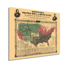 Load image into Gallery viewer, Digitally Restored and Enhanced 1856 United States Political Map - Pre Civil War Map Displaying Free and Slave States and Territory Open to Slavery or Freedom with Statistics - US History Map