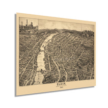 Load image into Gallery viewer, Digitally Restored and Enhanced 1880 Elgin Illinois Map Poster - Vintage Map of Elgin Illinois Wall Art - Old Elgin City Kane County Map of Illinois