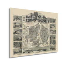 Load image into Gallery viewer, Digitally Restored and Enhanced 1849 Havana Cuba Map Print - Picturesque Map of Havana Cuba Wall Art with House Numbers - History Map of Cuba Poster