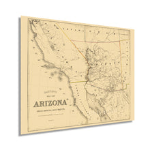 Load image into Gallery viewer, Digitally Restored and Enhanced 1865 Arizona Map Poster - Vintage Arizona Map - Old Map of Arizona Wall Art - Historic Arizona Map - Hartley's Arizona State Map from Official Documents