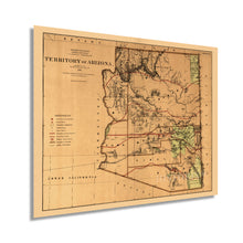 Load image into Gallery viewer, Digitally Restored and Enhanced 1876 Arizona Territory Map - Vintage Arizona Map - Old Arizona Territory Map - Historic Map of Arizona Wall Art from The Official Records of General Land Office