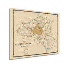 Cargar imagen en el visor de la galería, Digitally Restored and Enhanced 1893 Clarke County Georgia Map - Vintage Map of Georgia Poster - Old Clarke County Map - Restored Georgia Wall Art - Historic Clarke County State of Georgia Wall Map