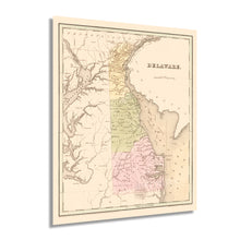 Load image into Gallery viewer, Digitally Restored and Enhanced 1838 Delaware State Map - Vintage Map of Delaware State Wall Art - Old Map Delaware Poster Showing Minor Civil Division Boundaries Townships - Delaware Bay Map